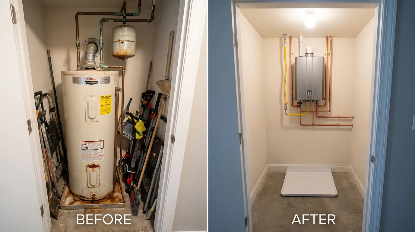 Tank water heater versus wall-mounted tankless unit comparison for Lacombe, LA homeowners