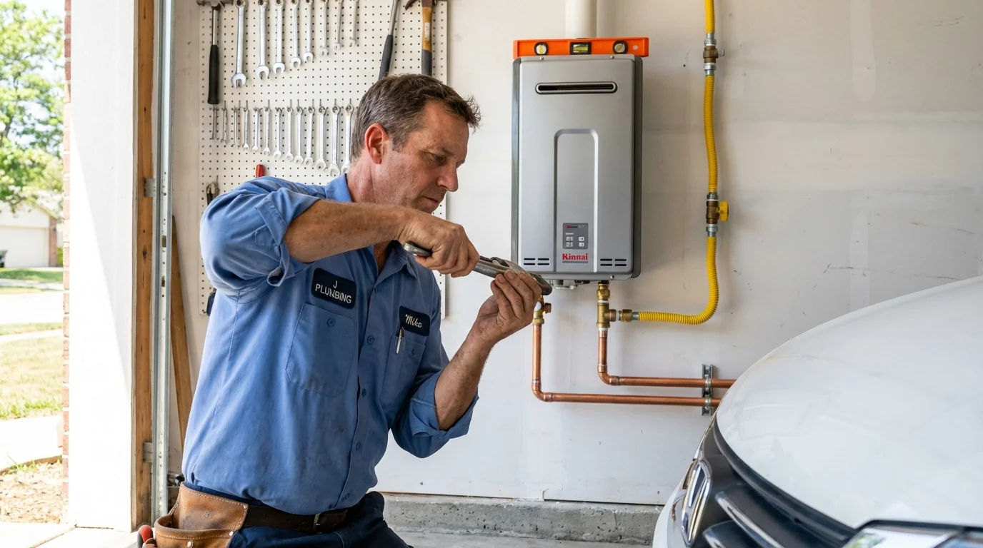 Tankless water heater installation by a Johns Plumbing LLC plumber in Lacombe